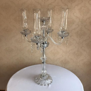 180401 - CANCELADO CANDELABRO VIDRO CRISTAL 5 VELAS 70CM 