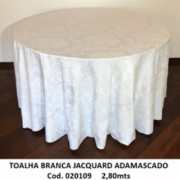 020109 - TOALHA BRANCA 2,80MTS REDONDA JACQUARD ADAMASCADO 