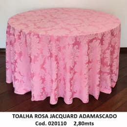 020110 - CANCELADO  TOALHA ROSA 2,80MTS REDONDA JACQUARD ADAMASCADO 