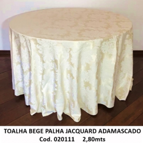 020111 - TOALHA BEGE / PALHA 2,80MTS REDONDA JACQUARD ADAMASCADO 