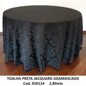 020114 - TOALHA PRETA 2,80MTS REDONDA JACQUARD ADAMASCADO 