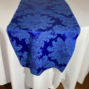 040110 - CAMINHO DE MESA AZUL ROYAL JACQUARD ADAMASCADO 2,00X0,50MTS