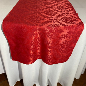 040114 - CAMINHO DE MESA VERMELHO ARABESCO JACQUARD ADAMASCADO 2,00X0,50MTS 