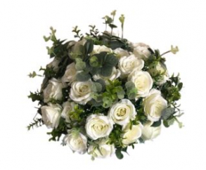 220101 - ARRANJO (BOLO) FLORAL P BRANCO 40X22CM