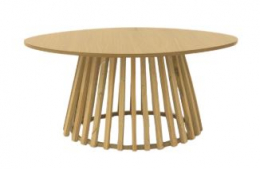 310555 - MESA DE CENTRO MADEIRA OVAL BASE RIPADA P 92X55X43CM