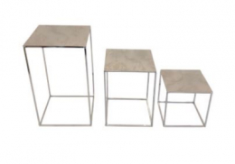 260702 - SUPORTE PRATA TRIO QUADRADO 15X15X25CM