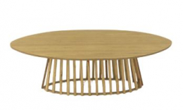 310559 - MESA DE CENTRO OVAL MADEIRA BASE RIPADA M 141X73X44CM