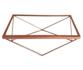 130409 - SUPORTE DE DOCE ROSE VIDRO RETANGULAR GEOMÉTRICO 30X18X10CM  