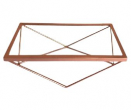 130409 - SUPORTE DE DOCE ROSE VIDRO RETANGULAR GEOMÉTRICO 30X18X10CM  