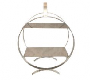 131102 - SUPORTE DOCE PRATA REDONDO 2 ANDARES  30X18X38CM 