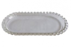 131304 - TRAVESSA DE VIDRO OVAL CORAÇÃO 25X12X02CM