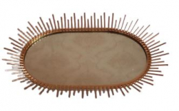 130815 - SUPORTE DE DOCE DOURADO FUNDO ESPELHADO DETALHE TRAÇOS  40X29X05CM