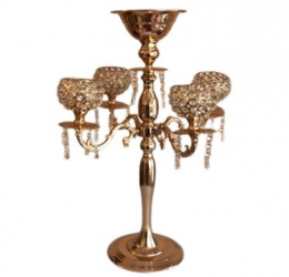 160403 - CANDELABRO DOURADO PEDRAS PARA 4 VELAS 18X80CM 