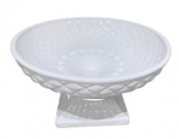 260110 - TIGELA BRANCA BICO DE JACA CERÂMICA 35X19CM