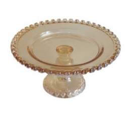 130829 - SUPORTE DE VIDRO CORAÇÃO DOURADO 19X10CM