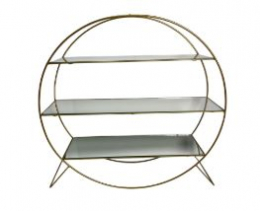 260738 - SUPORTE DOURADO REDONDO ESPELHOS 49X14X48CM