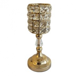 160401 - CASTIÇAL DOURADO PEDRAS 08X27CM 