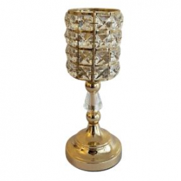 160401 - CASTIÇAL DOURADO PEDRAS 08X27CM 