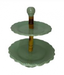 130906 - SUPORTE VERDE AGUA BAILARINA EM PORCELANA 32X37CM