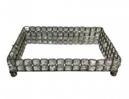 131111 - SUPORTE DE DOCE PRATA ESPELHADO RETANGULAR PEDRAS 30X19X07CM 