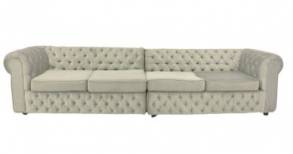 310802 - SOFÁ AVELUDADO CHESTERFIELD CINZA 300X80X86CM