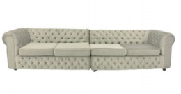 310802 - SOFÁ AVELUDADO CHESTERFIELD CINZA 300X80X86CM