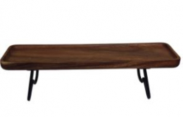 260205 - TRAVESSA MADEIRA BASE DE FERRO RETANGULAR 44X11CM