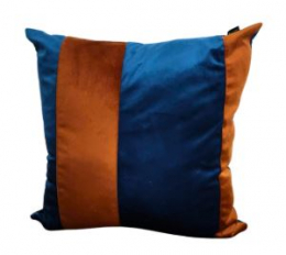 321001 - ALMOFADA AZUL MARINHO LISTRA TERRACOTA 50X50CM