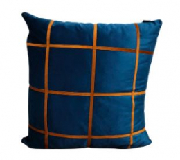 321002 - ALMOFADA AZUL MARINHO XADREZ TERRACOTA 50X50CM