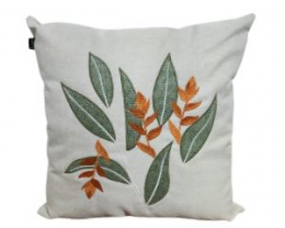 321018 - ALMOFADA BEGE FOLHAS 50X50CM