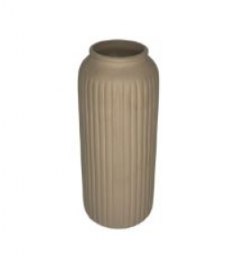 120501 - VASO NUDE CANELADO EM CERÂMICA (Ñ UTILIZAR ÁGUA) 07X28CM