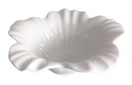 260108 - TIGELA BRANCA FLOR PORCELANA 35X11CM