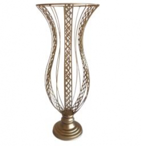 120807 - VASO DOURADO ARAMADO LOSANGO M 25X59CM 