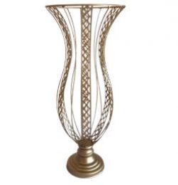 120807 - VASO DOURADO ARAMADO LOSANGO M 25X59CM 