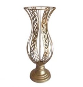 120806 - VASO DOURADO ARAMADO LOSANGO P 18X46CM 