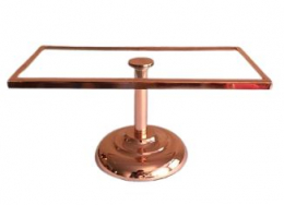 130408 - SUPORTE DE DOCE ROSE RETANGULAR TAMPO DE VIDRO 30X15X14CM 