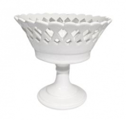 260107 - TIGELA BRANCA ALTOS LOSANGOS CERÂMICA 24X22CM