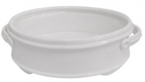 260112 - TIGELA BRANCA OVAL COM ALÇA CERÂMICA 41X30X13CM