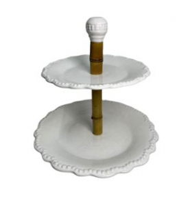 130104 - SUPORTE BRANCO BAILARINA EM PORCELANA 40X30CM