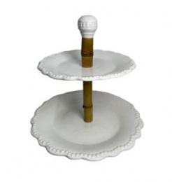 130104 - SUPORTE BRANCO BAILARINA EM PORCELANA 40X30CM