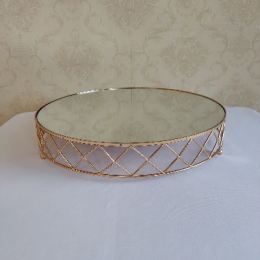 200203 - BOLEIRA DOURADA LOSANGOS 39X07CM