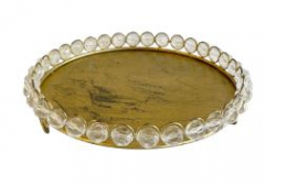 130824 - SUPORTE DE DOCE DOURADO (OURO VELHO) PEDRAS  27X05CM