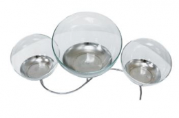 260720 - SUPORTE PRATA BOWLS (1PÇ+3 VIDROS) 42X29X28CM