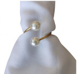 090205 - PORTA GUARDANAPO DOURADA C/PEROLA (COMPRA)