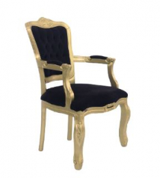 310404 - POLTRONA LUIS XV DOURADO/PRETO 54X50X95CM