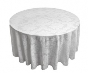 020114 - TOALHA BRANCA 2,80MTS REDONDA JACQUARD ADAMASCADO 