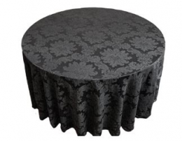 020116 - TOALHA PRETA 2,80MTS REDONDA JACQUARD ADAMASCADO 