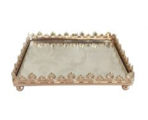 130817 - SUPORTE DOCE DOURADO QUADRADO 12X12X02CM