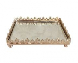 130817 - SUPORTE DOCE DOURADO QUADRADO 12X12X02CM