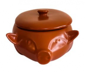 260908 - TRAVESSA PORQUINHO C/ TAMPA BARRO M 3L 24X20X11CM